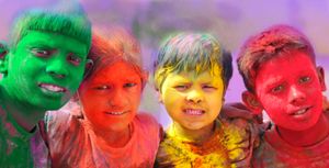 children playing Holi