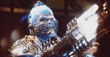 Publicity still of Arnold Schwarzenegger as Dr. Victor Fries/Mr. Freeze in the 1997 film Batman & Robin, directed by Joel Schumacher.