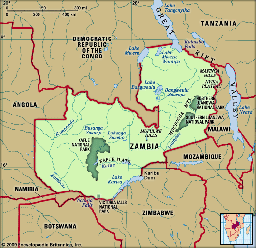 Physical features of Zambia