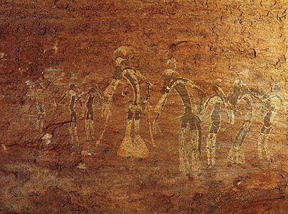 rock painting of a dance performance