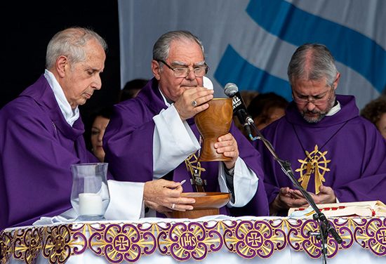 Celebration of mass at Lourdes