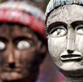 Chandigarh. Statuettes at the Rock Garden of Chandigarh a sculpture park in Chandigarh, India, also known as Nek Chand's Rock Garden. Created by Nek Chand Saini an Indian self taught artist. visionary artist, folk artist, environmental art