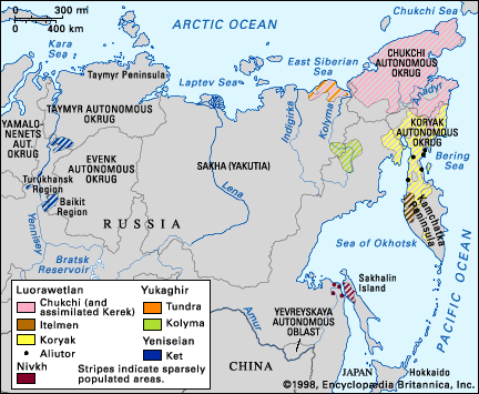 Distribution of Paleo-Siberian languages.