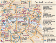 Interactive map of Central London, including the historic City of London and parts of Westminster, Camden, Islington, Tower Hamlets, Southwark, and Lambeth.