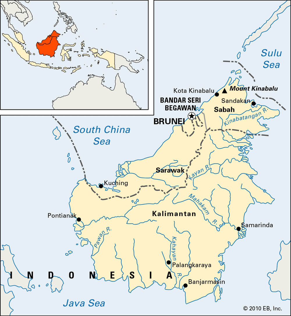 Borneo: political/physical map