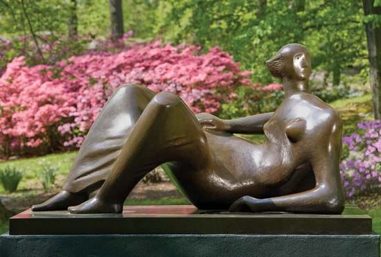 Reclining Figure: Angles from an exhibition of Henry Moore's sculptures at the New York Botanical Garden, New York City, 2008.