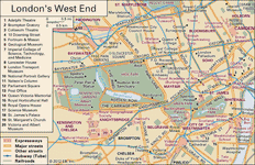 Interactive map of the West End of London, including the City of Westminster and neighbouring areas.