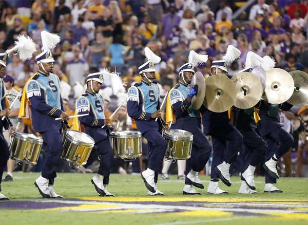 Human Jukebox - The Southern University Marching Band perform during a college football game at Tiger Stadium in Baton Rouge, Louisiana on Saturday, September 10, 2022. Southern University "Human Jukebox" Marching Band