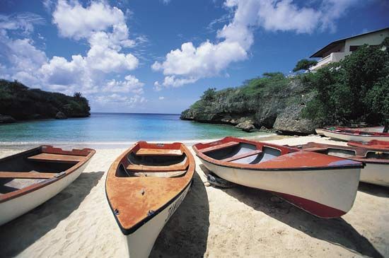 Boats on a beach, Curaçao.