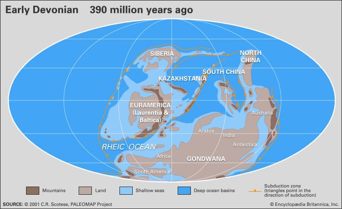 Devonian paleogeography