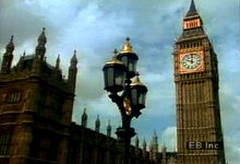 Hear the tolling of Big Ben over the Houses of Parliament in London