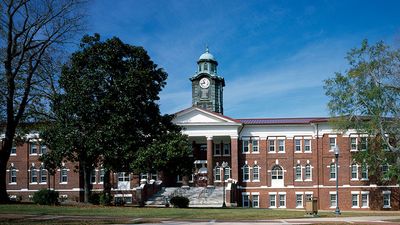 The historic White Hall is a women's dormitory built in 1909 on the campus of Tuskegee University, Tuskegee, Alabama