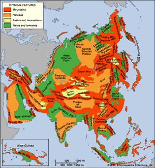 Physiographic regions of Asia and New Guinea