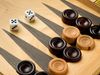 Backgammon set with dice. game, board