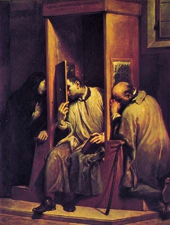 "The Confessional," oil painting by Giuseppe Maria Crespi; in the Galleria Sabauda, Turin, Italy