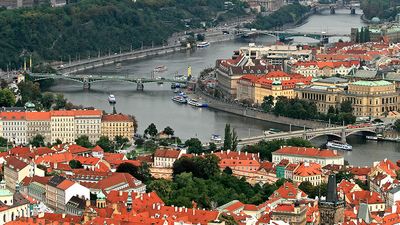 Aerial view of Prague City, Czech Republic