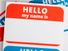 "Hello my name is" badge paper sticker (identification, name badge).