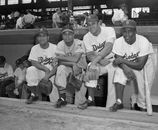 Roy Campanella, Larry Doby, Don Newcombe, and Jackie Robinson