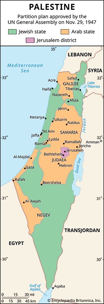 UN partition plan for Israel and Palestine in 1947