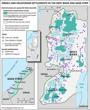 Israeli and Palestinian settlements in the West Bank and Gaza Strip (1995)