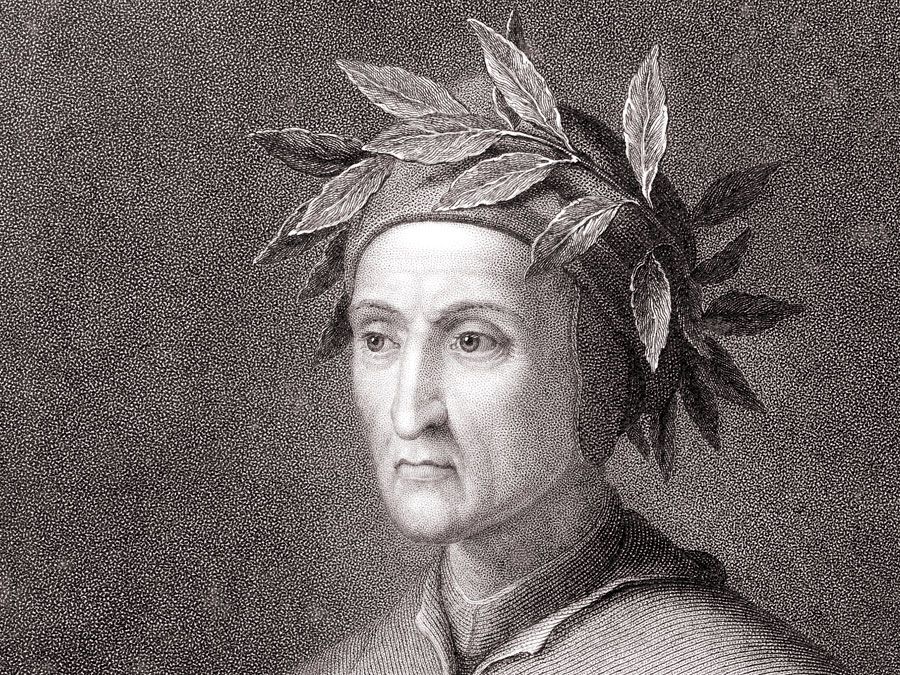 Dante Alighieri (1265-1321), Italian poet. The author of Divina Commedia (Divine Comedy), the great Italian epic poem which tells the story of Dante's journey through hell, purgatory and heaven, the three realms of the dead.