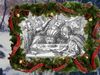 The video thumbnail image includes a 17th century artwork showing men fighting at a gambling table, surrounded by a Christmas garland and overlaid on a photograph of a snowy forest.