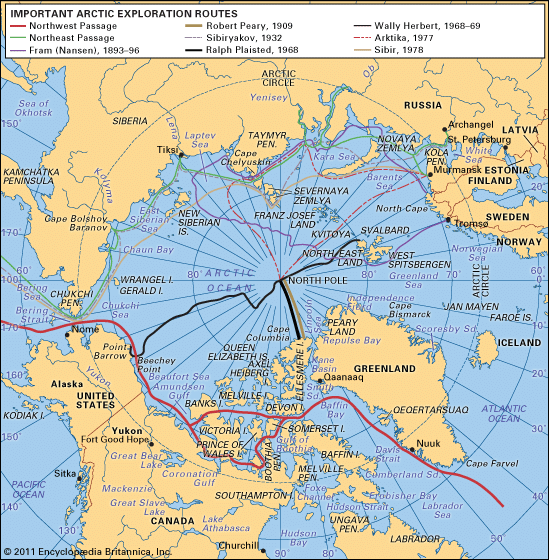 major Arctic exploration routes