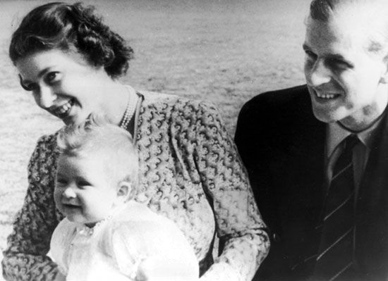 Prince Charles, Princess Elizabeth, and Philip, duke of Edinburgh