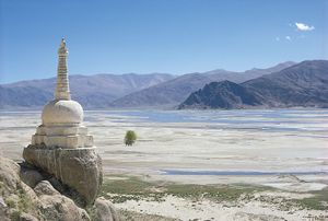 Stupa on the bank of the Tsangpo (Brahmaputra) River