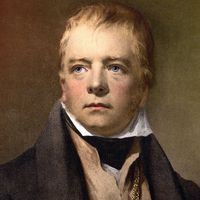 Sir Walter Scott, 1st Baronet, Scottish historical novelist and poet, 1870. Portrait of Scott author of Ivanhoe. Scotland