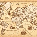 Vintage, old-timey world map for Former Names of Current Places Quiz.