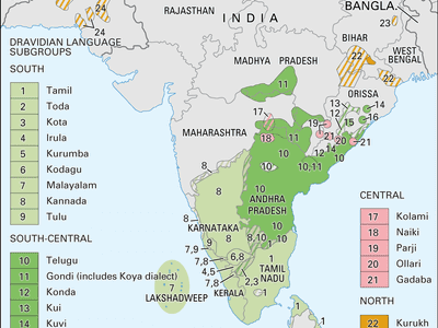 Dravidian languages: distribution