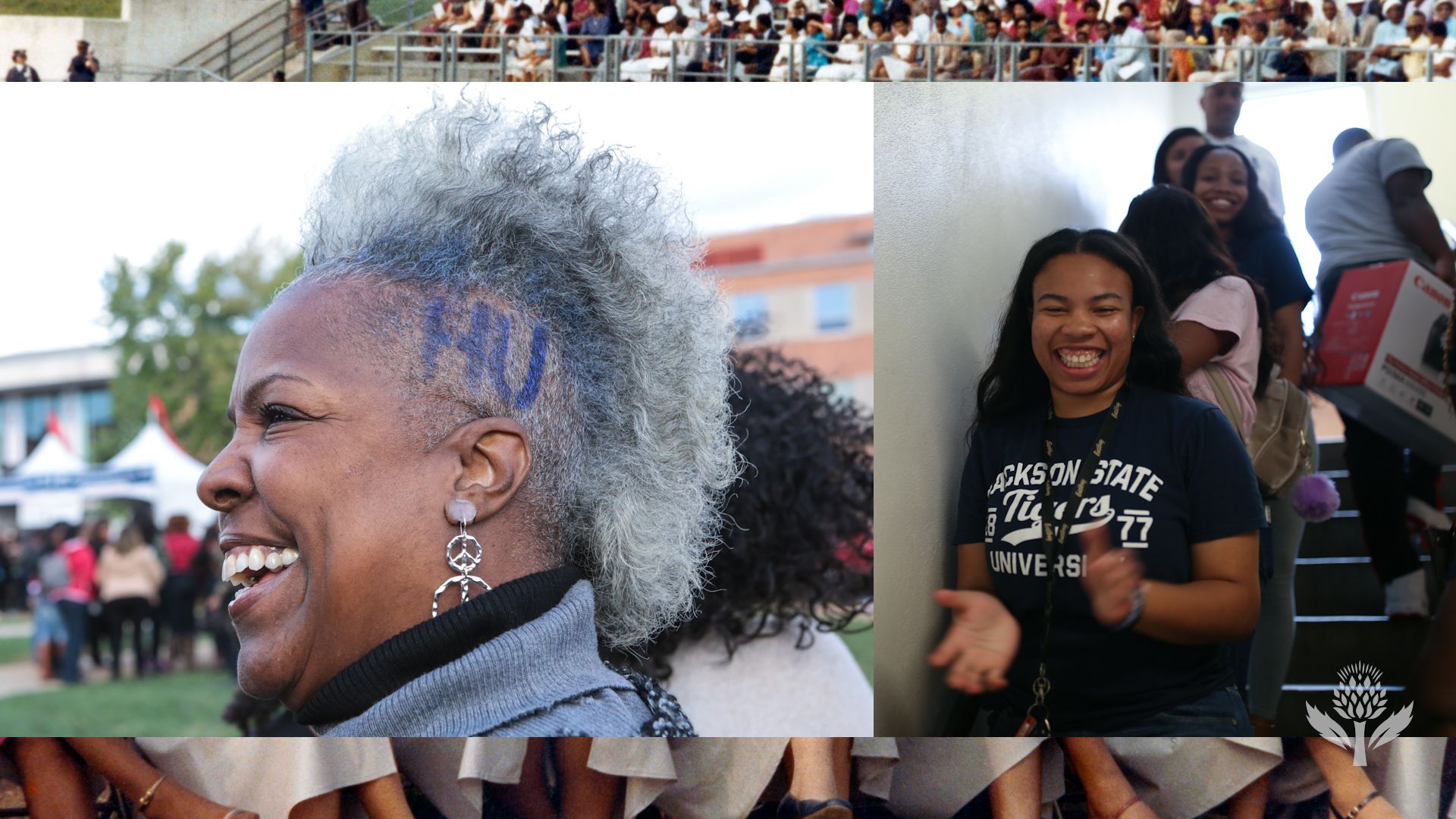 The video thumbnail shows a layered photo collage of HBCU alumni and current students.