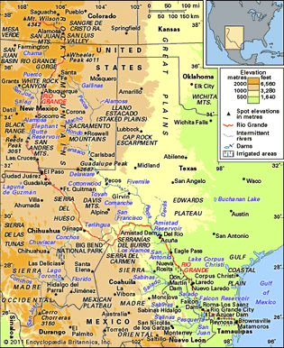 The Rio Grande basin and its drainage network.