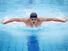 Man swimming the butterfly stroke in pool.  (swimmer; athlete)