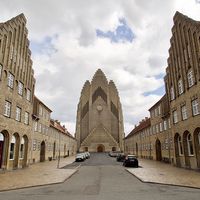 Copenhagen, Denmark. May 7 2019 - Grundtvig's church.The rare example of expressionist church architecture.