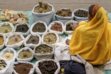 spice market in Old Delhi, India