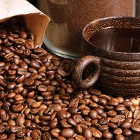 coffee beans, ground coffee, cup of coffee