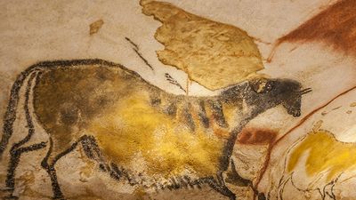 Pre-historic cave painting in the Lascaux cave in Montignac, France