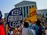 Washington DC.,USA, April 26, 1989. Supporters for and against legal abortion face off during a protest outside the United States Supreme Court Building during Webster V Health Services