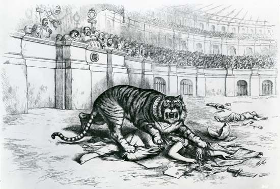 Thomas Nast: “The Tammany Tiger Loose”