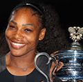 Serena Williams poses with the Daphne Akhurst Trophy after winning the Women's Singles final against Venus Williams of the United States on day 13 of the 2017 Australian Open at Melbourne Park on January 28, 2017 in Melbourne, Australia. (tennis, sports)