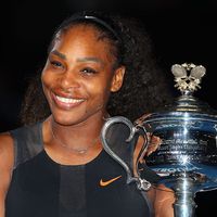 Serena Williams poses with the Daphne Akhurst Trophy after winning the Women's Singles final against Venus Williams of the United States on day 13 of the 2017 Australian Open at Melbourne Park on January 28, 2017 in Melbourne, Australia. (tennis, sports)