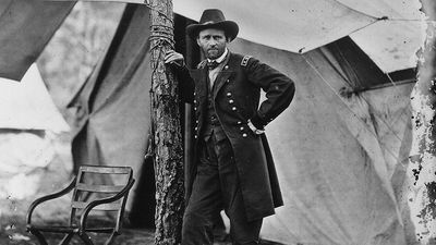 General Ulysses S. Grant at his headquarters in Cold Harbor, Virginia, 1864. Civil War, Union Army, General Grant, General Ulyssess Grant.