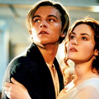 Leonardo DiCaprio (L) and Kate Winslet in a scene from the motion picture Titanic (1997) directed by James Cameron. Academy Awards, Oscars, cinema, film, movie