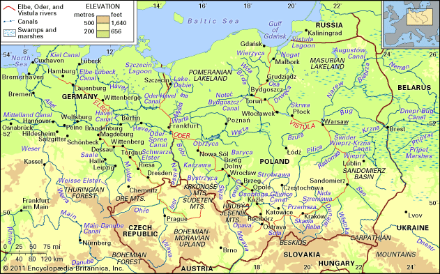 The Elbe, Oder, and Vistula river basins