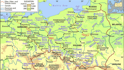 The Elbe, Oder, and Vistula river basins