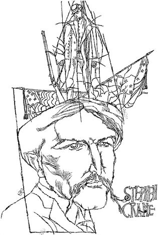 Portrait illustration of Stephen Crane by Fred Steffen.