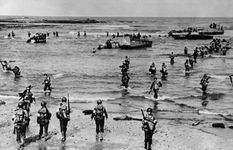 U.S. troops landing with Higgins assault boats on a beach in French Morocco, November 1942.By November 1942 the Allies had begun to secure the Atlantic. Stalin was demanding the opening of a second front against Germany to relieve the pressure on Russia. Britain and America were not yet prepared for a major continental invasion, so a compromise was reached in the North Africa campaign. The Allies landed on November 8, forced the capitulation of the Vichy regimes in Morocco and Algeria, and drove eastward against Rommel's German army.