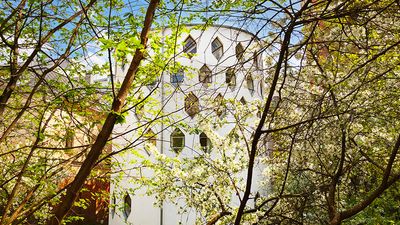 Famous house of architect Melnikov on Arbat street in Moscow Russia